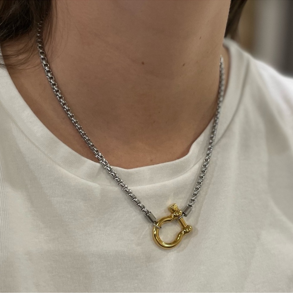 New Gold Silver Horseshoe Necklace